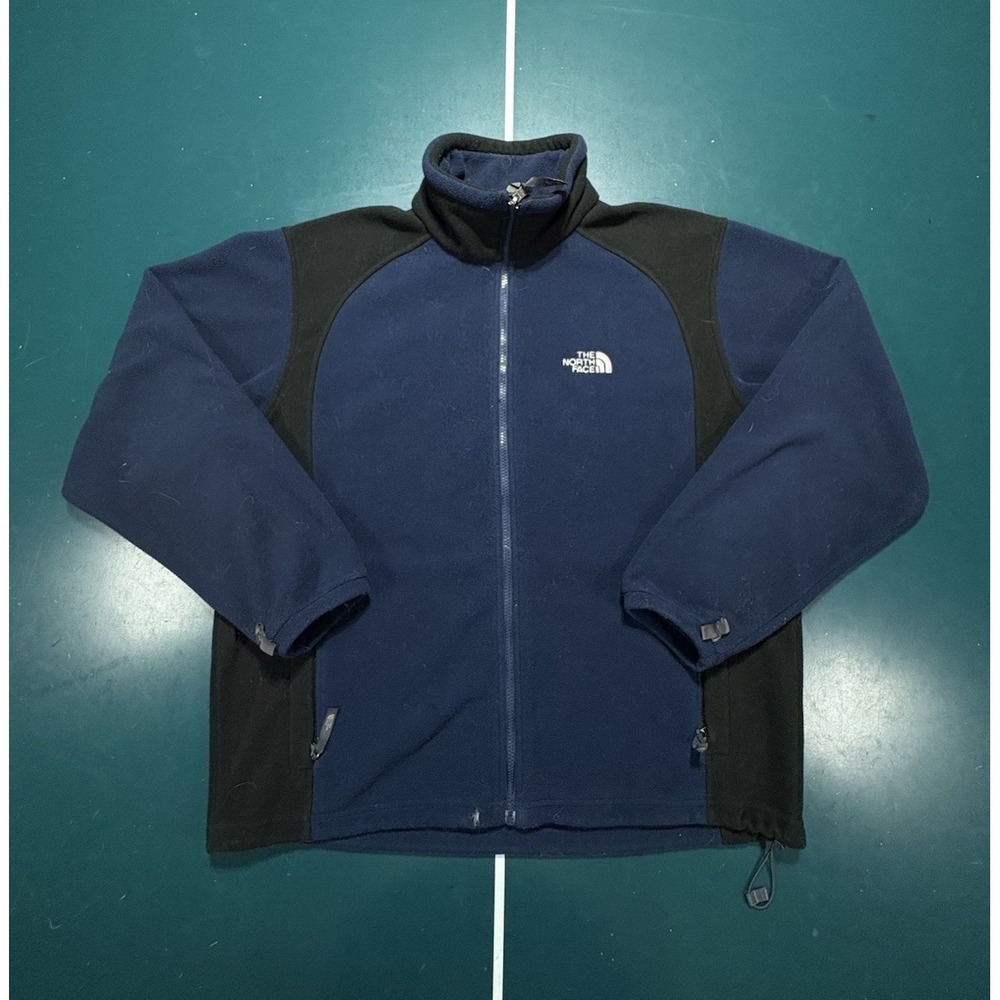 Vintage The North Face Khumbu Jacket Mens Large Navy Black Full Zip Fleece Flaw*